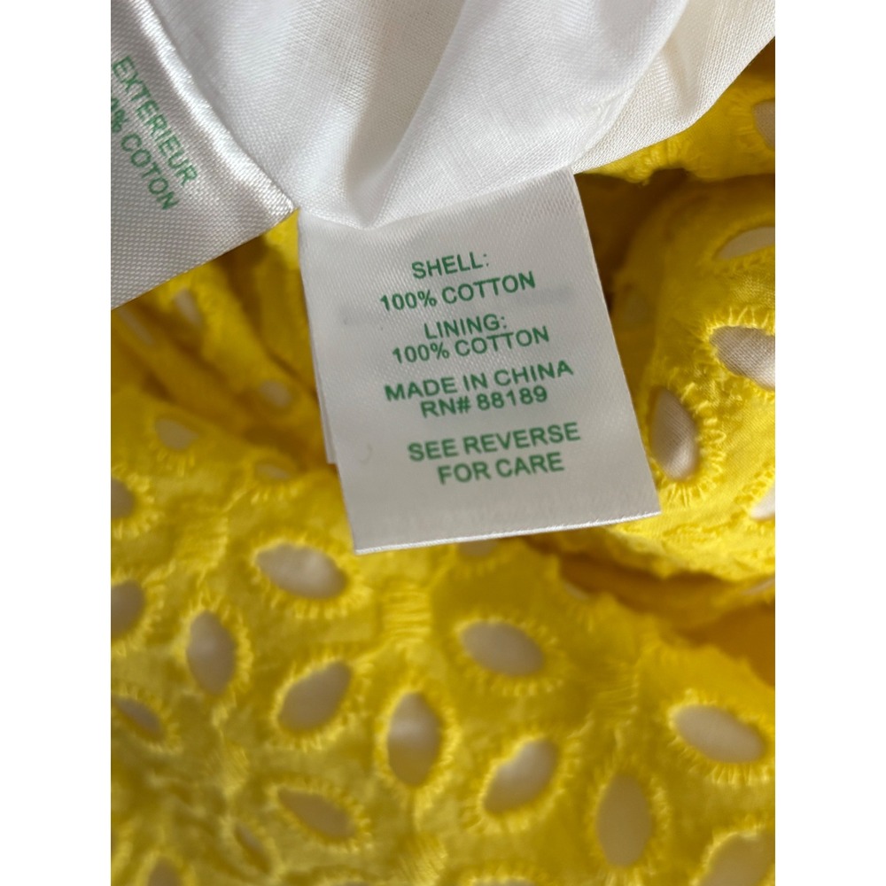 Lilly Pulitzer Cotton Yellow Eyelet Strapless Dress Size 6 Fit & Flare - Picture 10 of 10